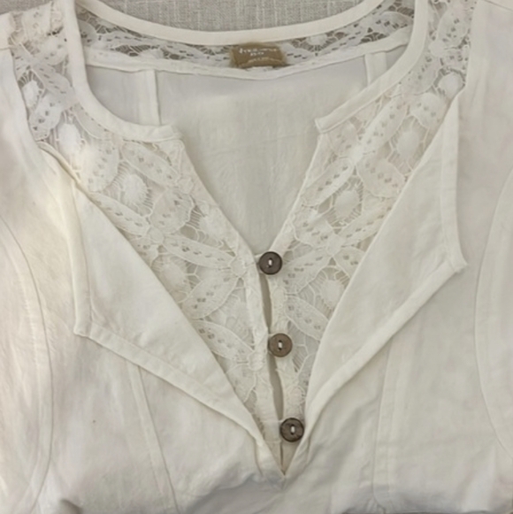 Free People NWOT Free-est Pintuck Lace Long Sleeve Pleated Blouse sz MED - Picture 6 of 15